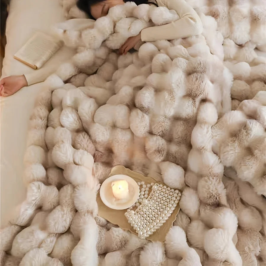 French Faux Fur Tie-Dye Throw Blanket