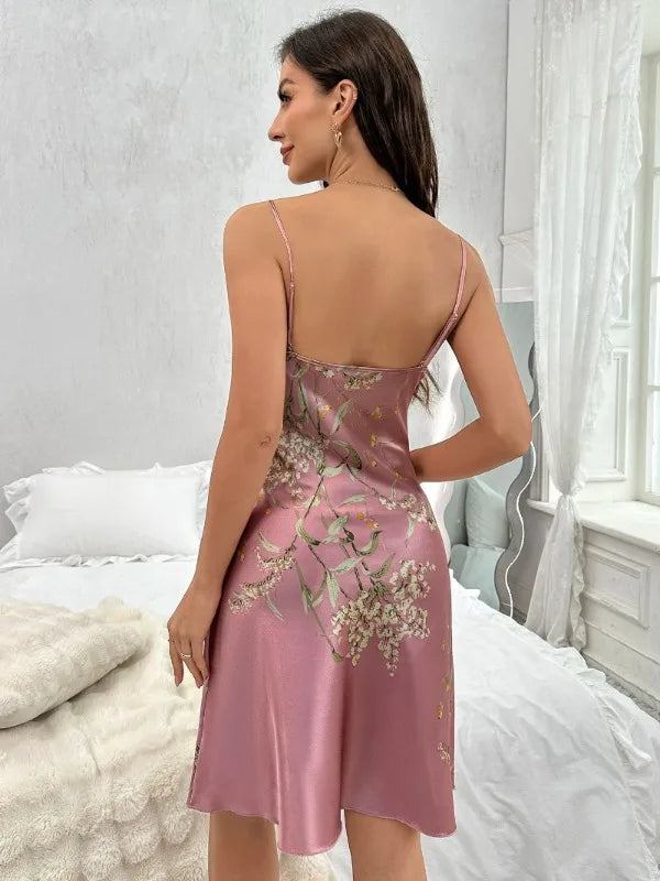Floral Camisole Satin Slip Dress