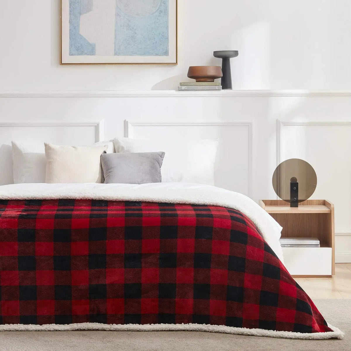 Buffalo Plaid Sherpa Christmas Throw Blanket