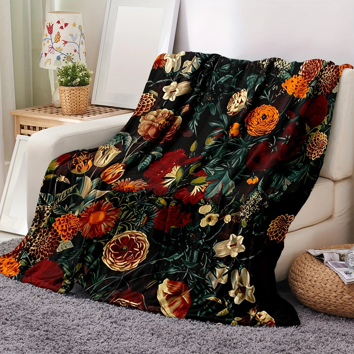 Printed Flannel Throw Blanket