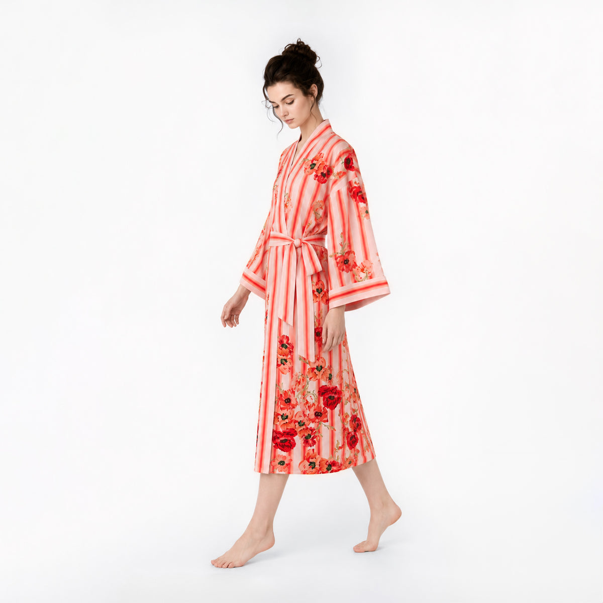 Printed lyocell kimono robe