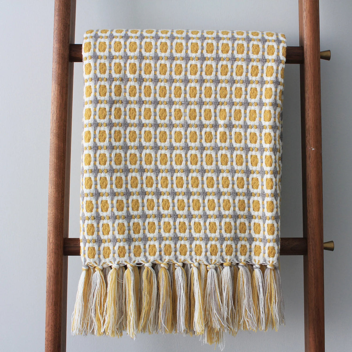 Yellow Tassel Knitted Throw Blanket