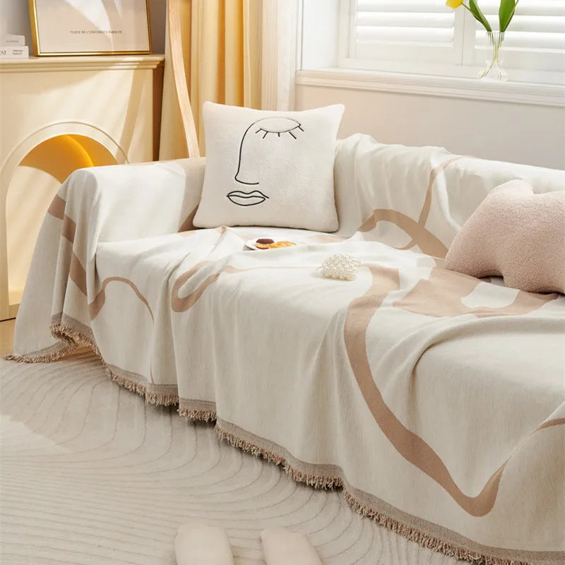 Nordic Tassel Knitted Fringe Blanket