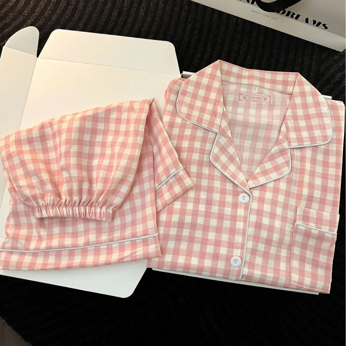 Bubble Cotton Plaid Pajama Set