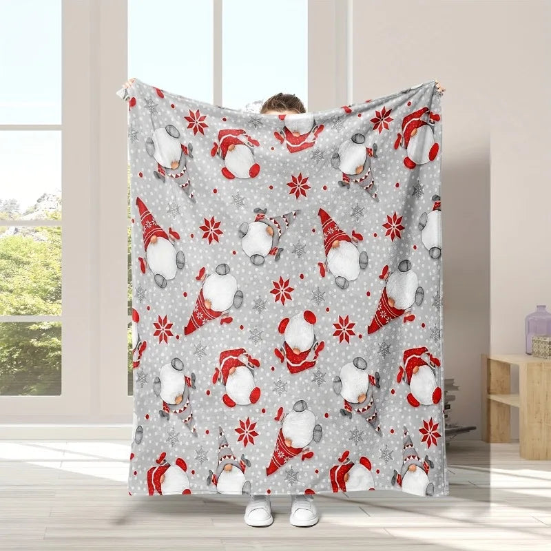 Santa and Snowflake Flannel Throw