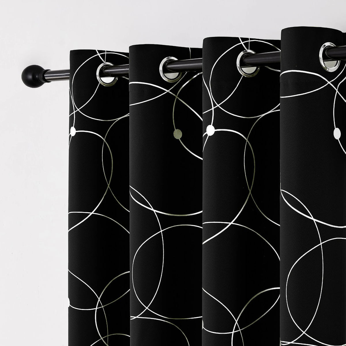 Foil-Print Faux Linen Blackout Curtains