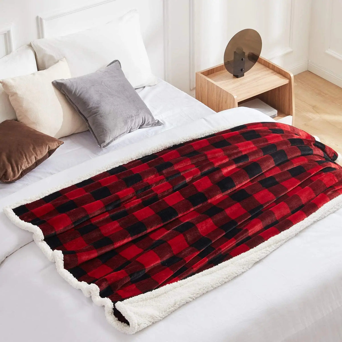 Buffalo Plaid Sherpa Christmas Throw Blanket