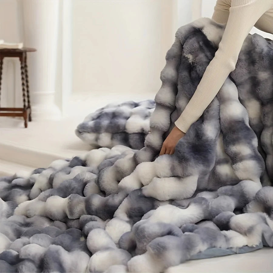 French Faux Fur Tie-Dye Throw Blanket