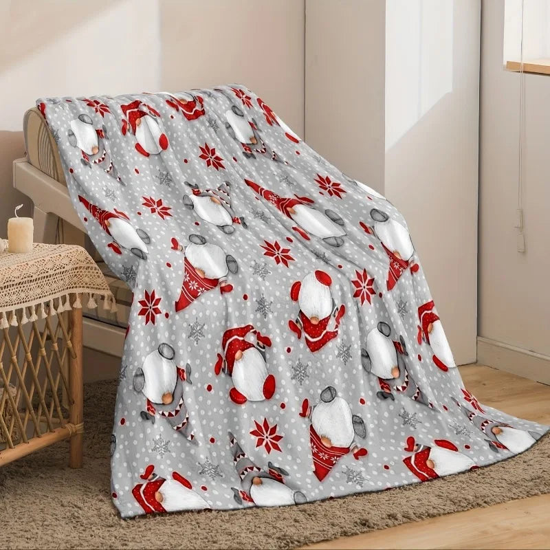 Santa and Snowflake Flannel Throw