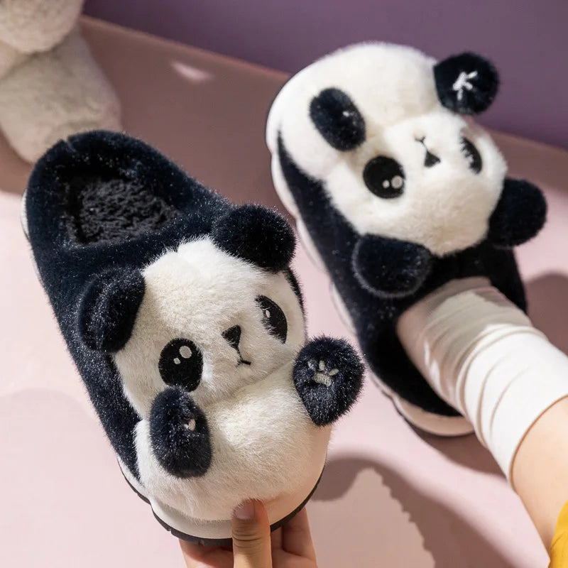 Cuddly Panda Fuzzy Slide Slippers