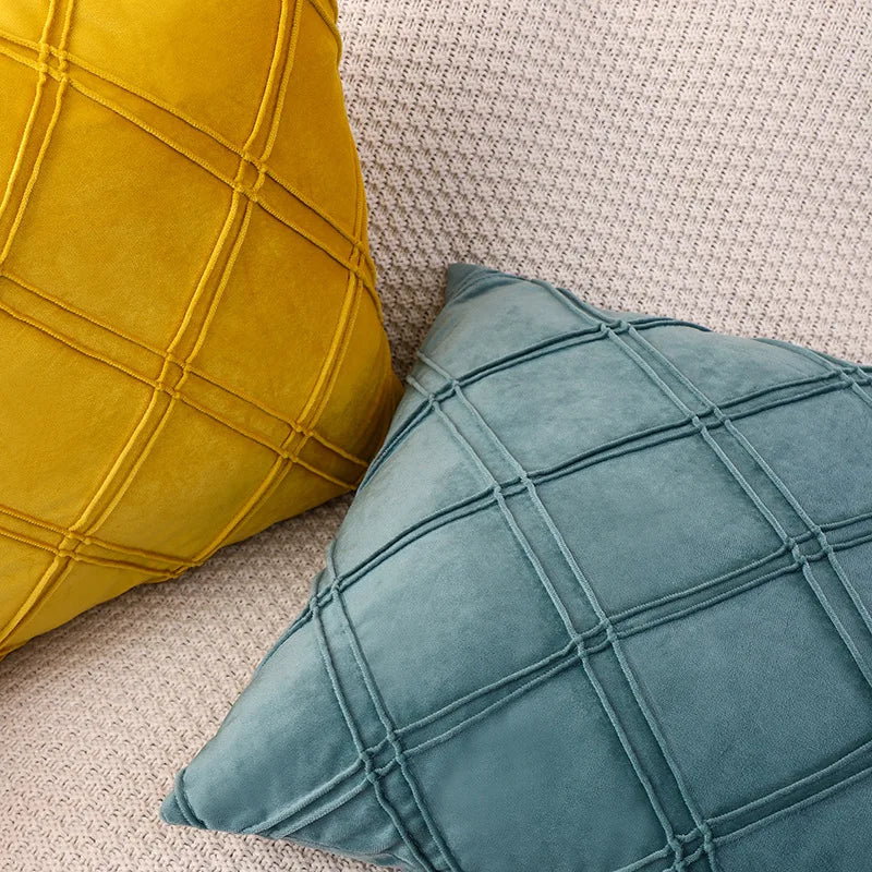 Brushed Velvet Geometric Cushion Cover