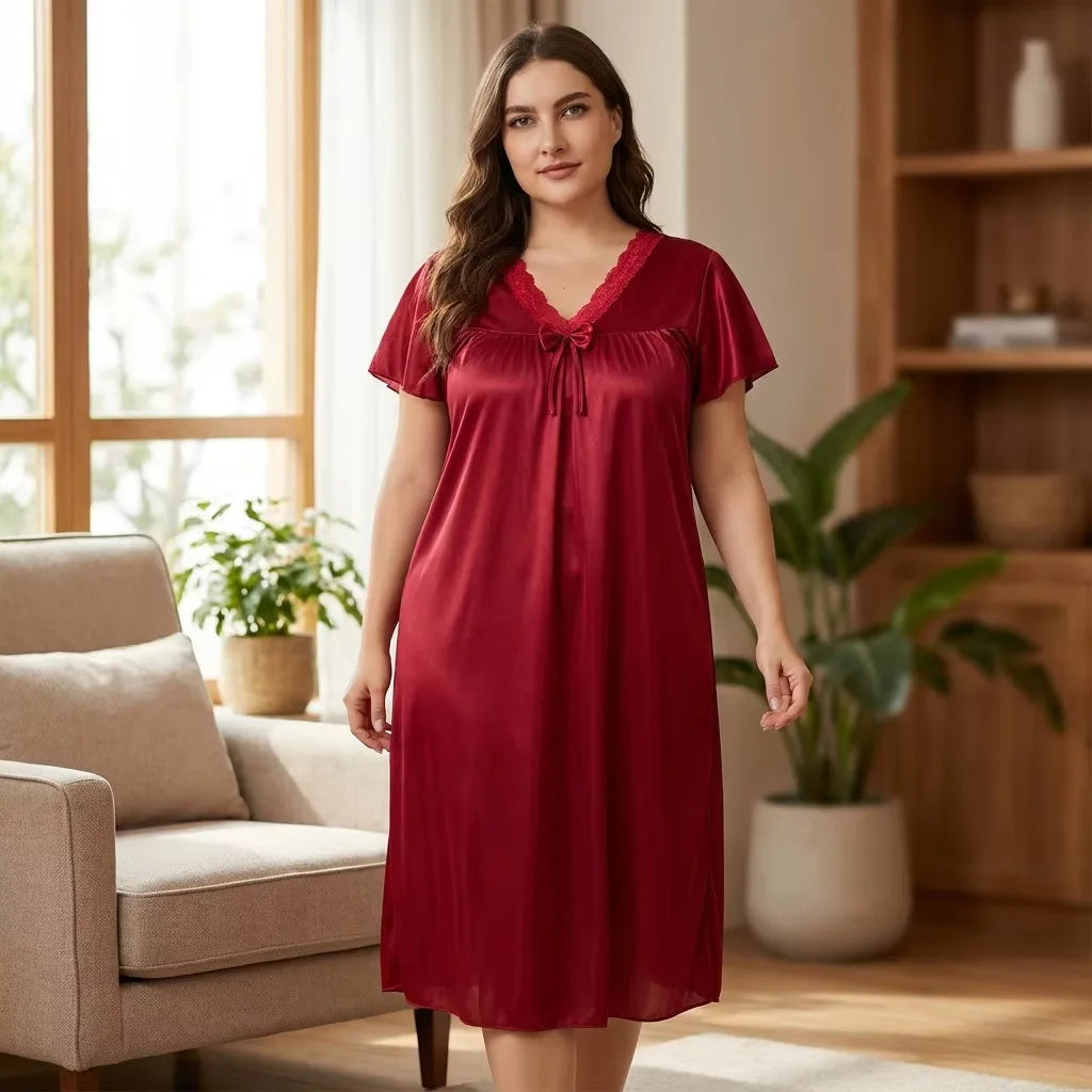 Plus Size Satin Midi Nightgown