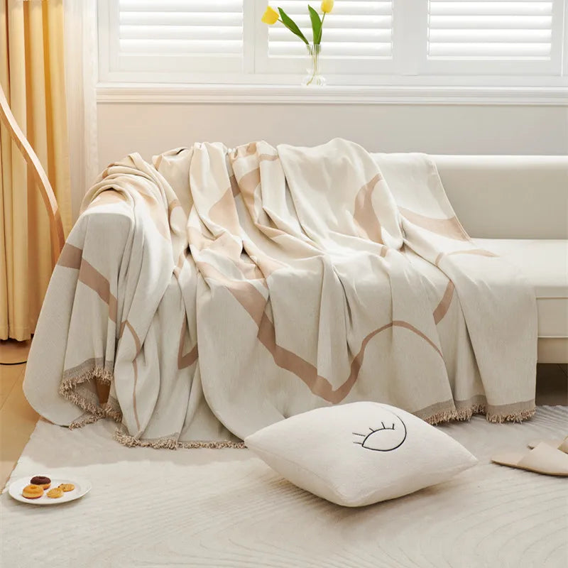 Nordic Tassel Knitted Fringe Blanket