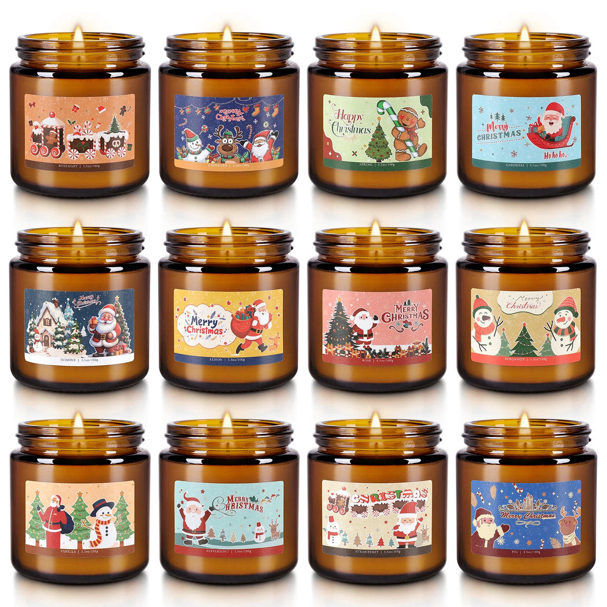 Christmas Apothecary Candle Set, 12 Pack