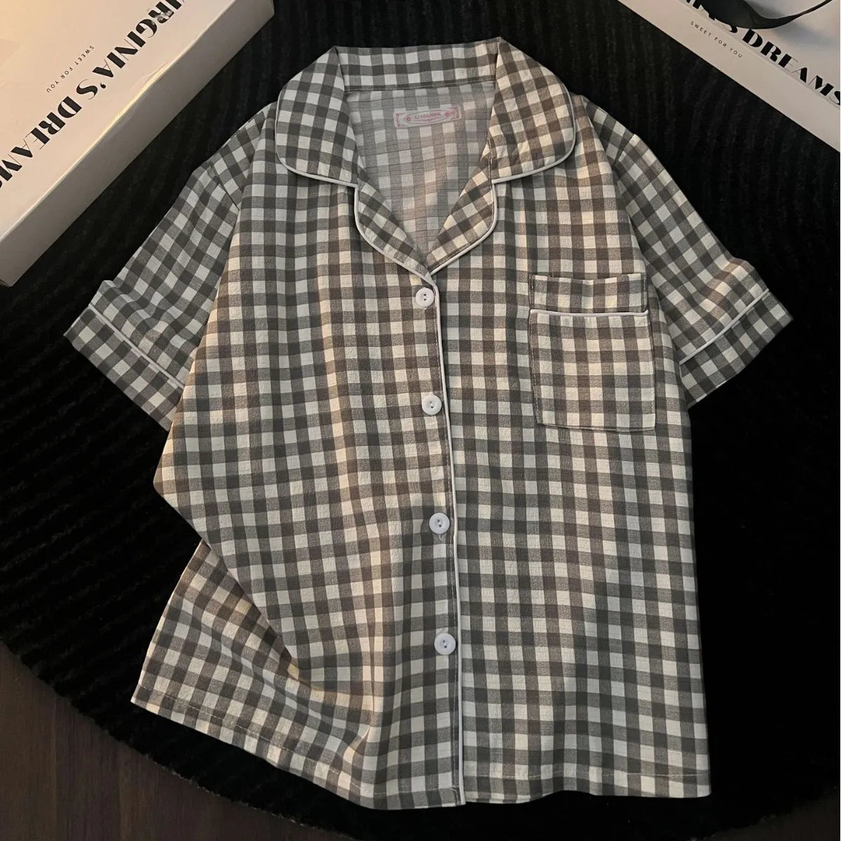 Bubble Cotton Plaid Pajama Set