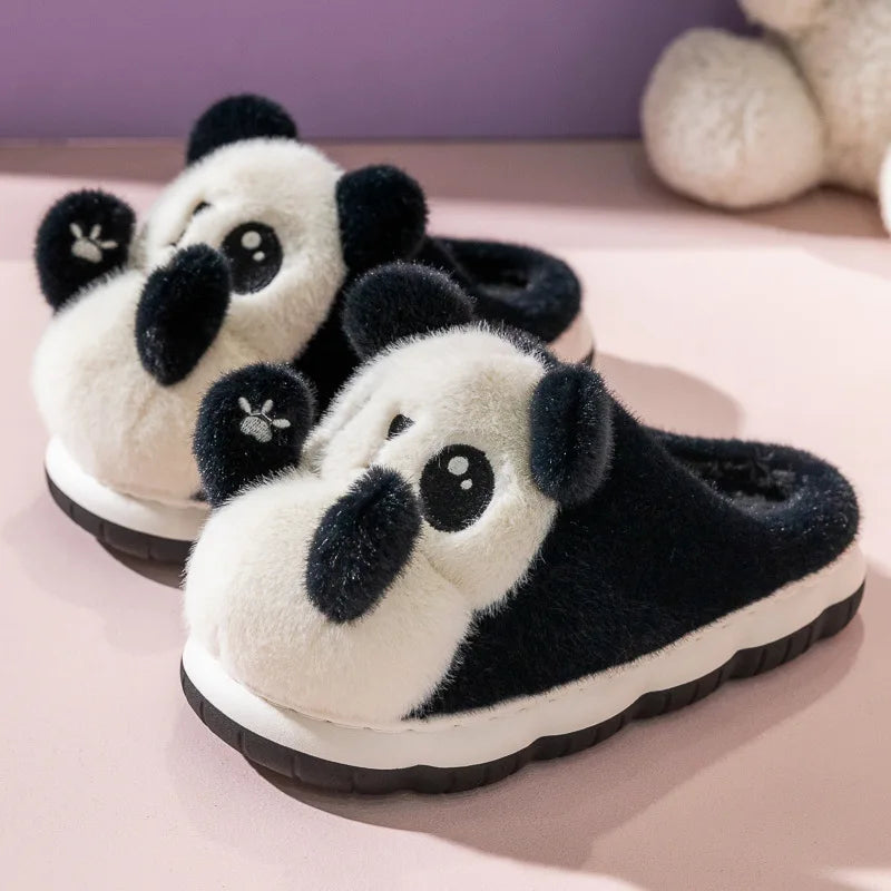 Cuddly Panda Fuzzy Slide Slippers