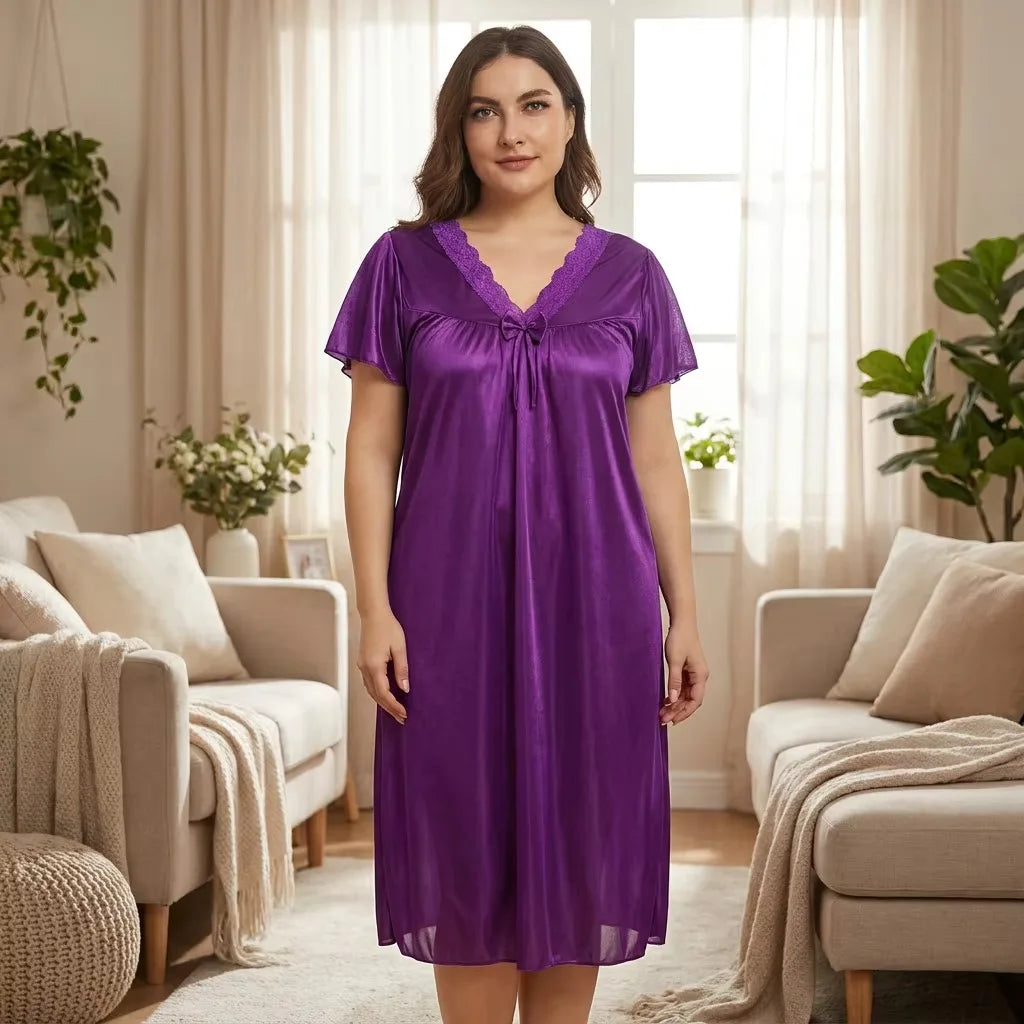 Plus Size Satin Midi Nightgown