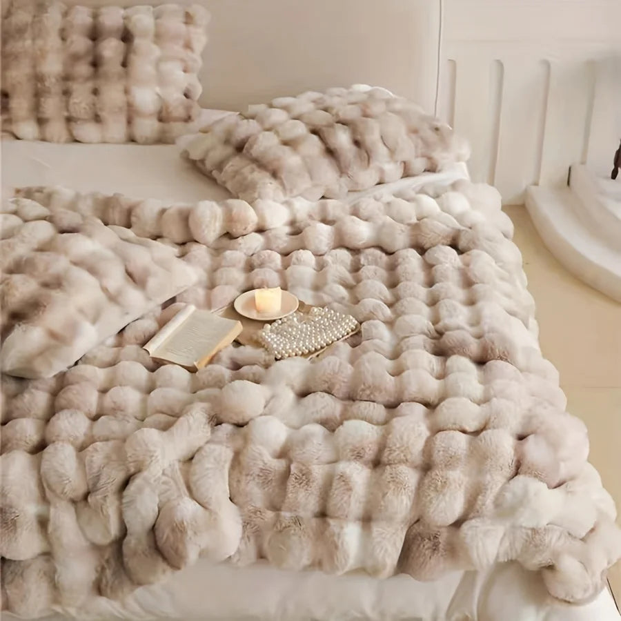 French Faux Fur Tie-Dye Throw Blanket