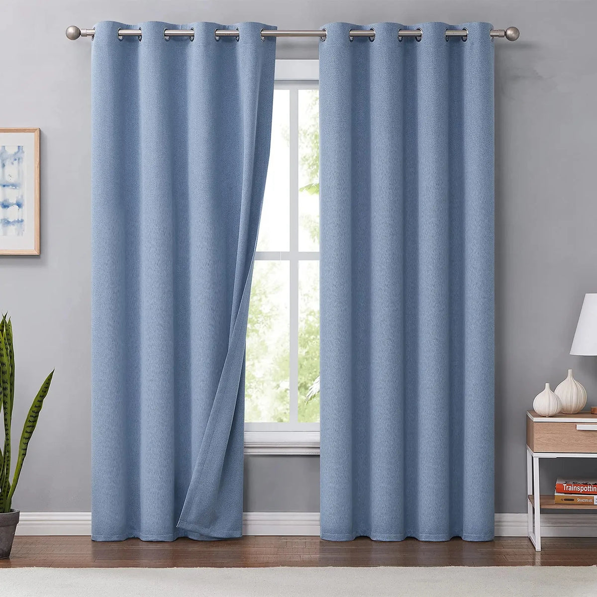 Extra-Long Faux Linen Blackout Curtain