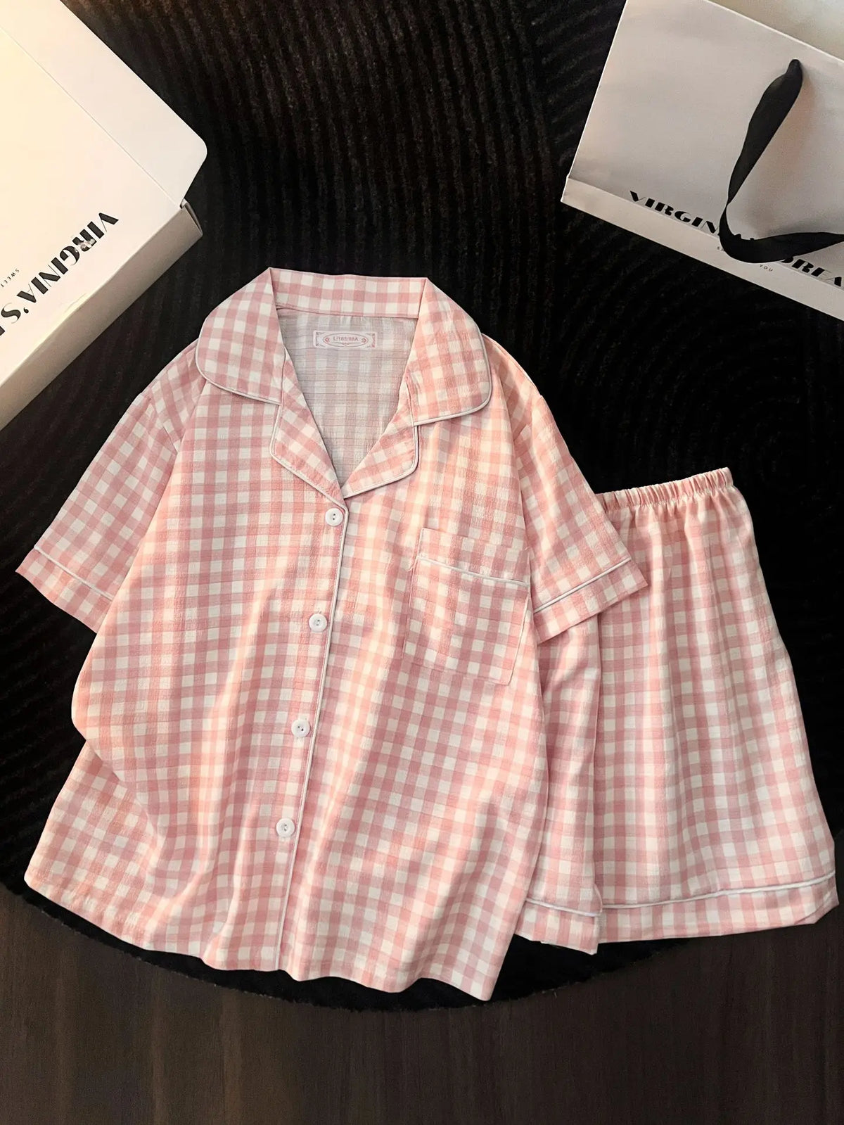 Bubble Cotton Plaid Pajama Set