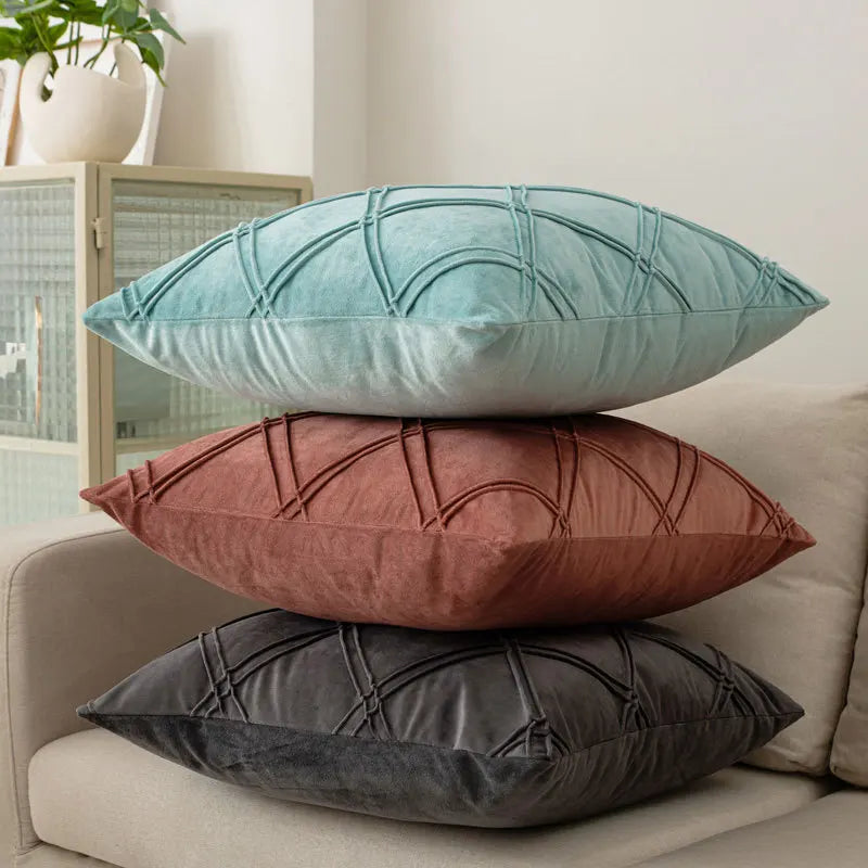 Brushed Velvet Geometric Cushion Cover