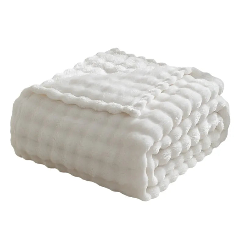 3D Bubble Plush Flannel Throw Blanket