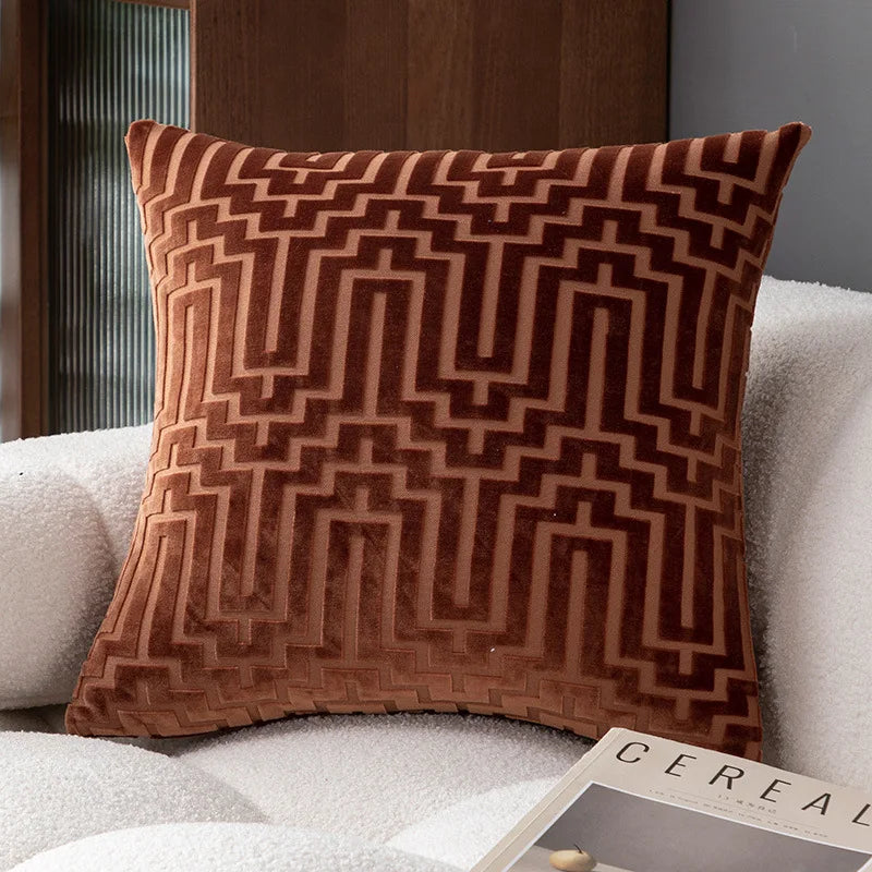 Cut Velvet Geometric Cushion Cover, 45x45cm