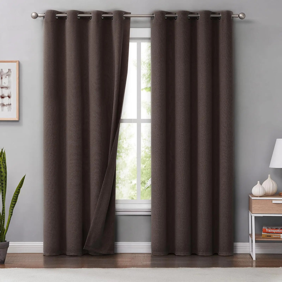 Extra-Long Faux Linen Blackout Curtain