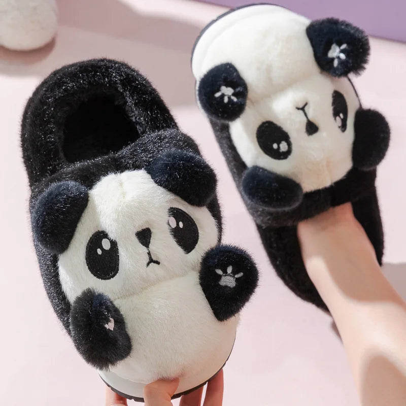 Cuddly Panda Fuzzy Slide Slippers