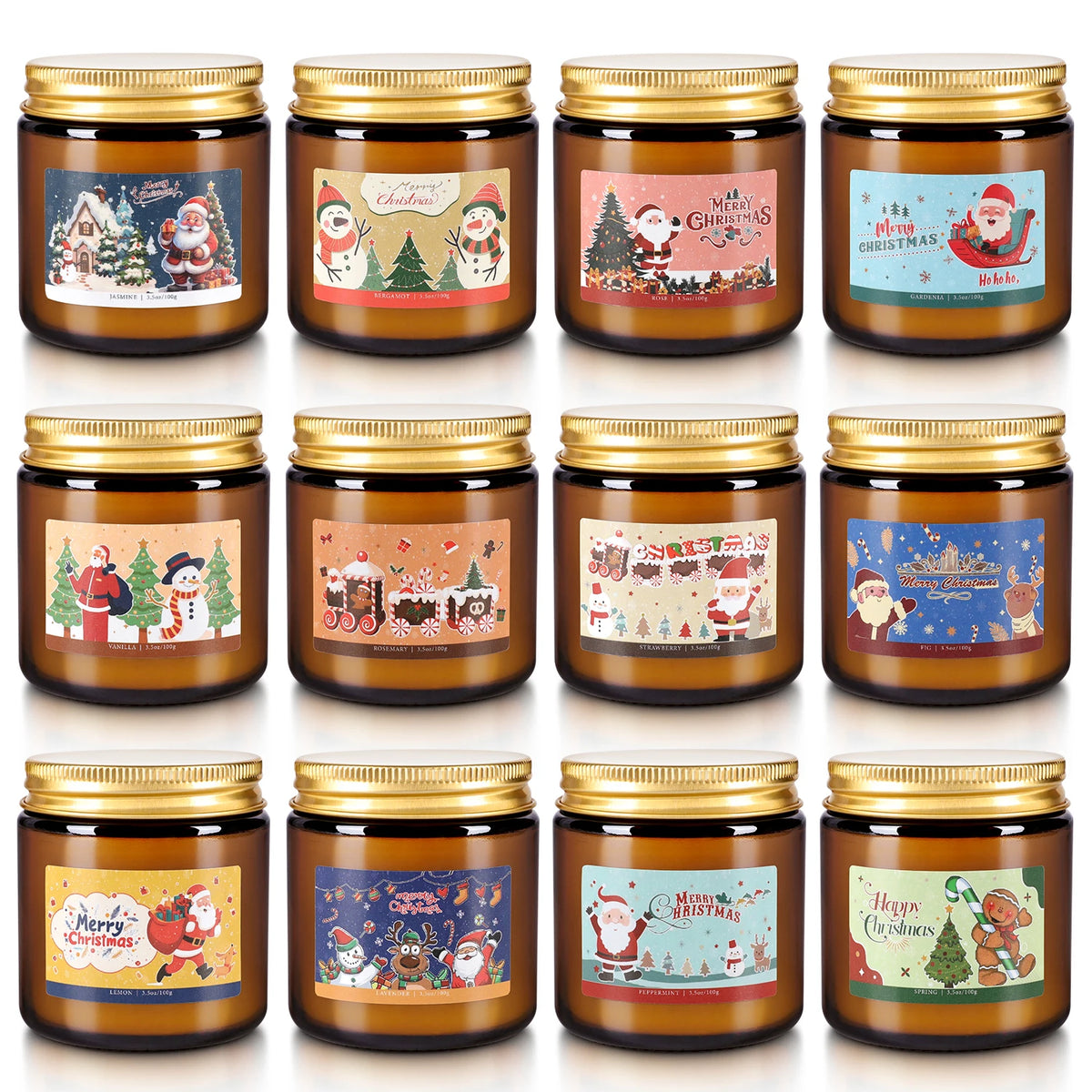 Christmas Apothecary Candle Set, 12 Pack