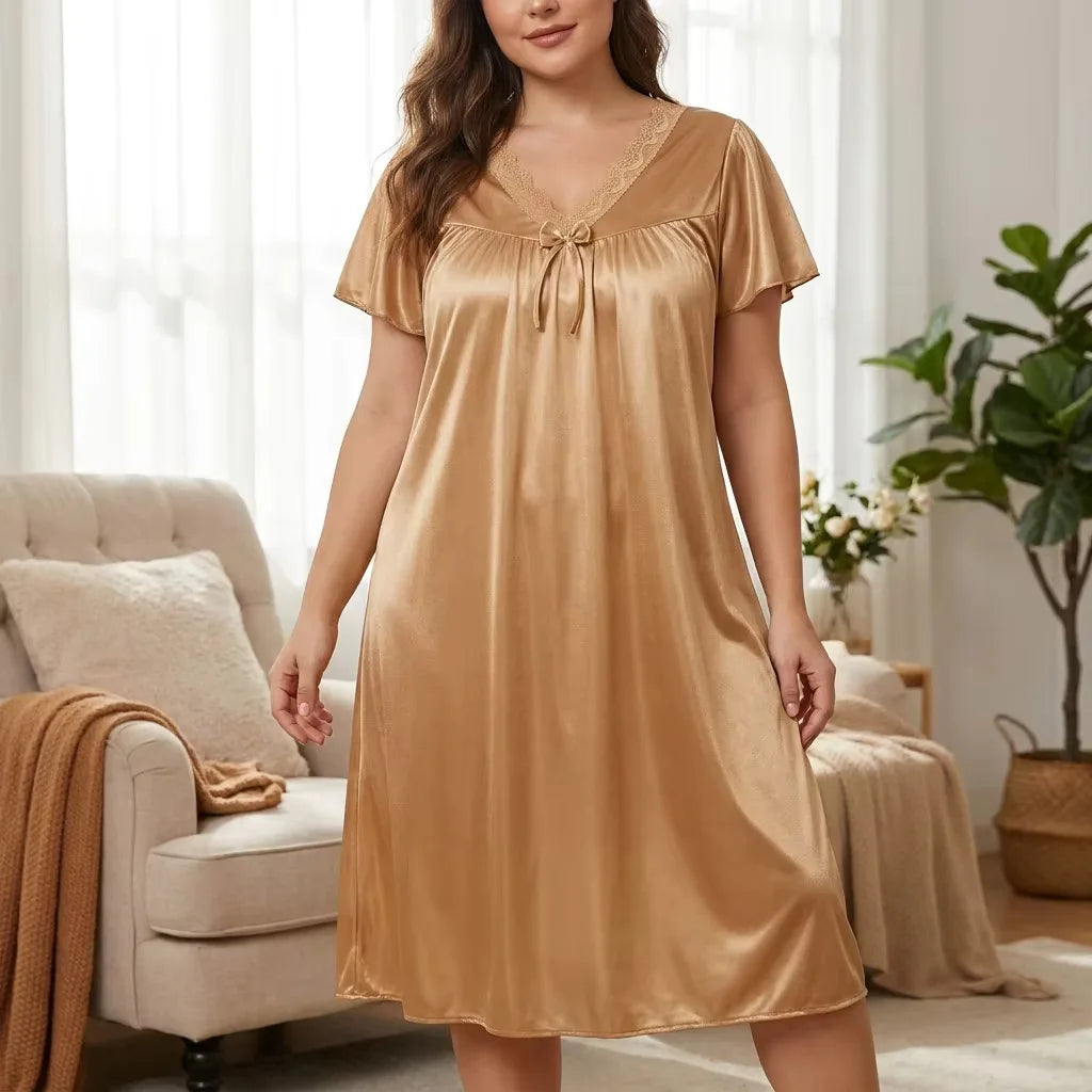Plus Size Satin Midi Nightgown
