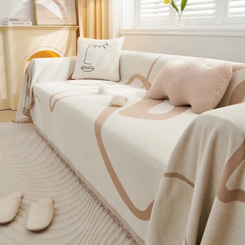 Nordic Tassel Knitted Fringe Blanket