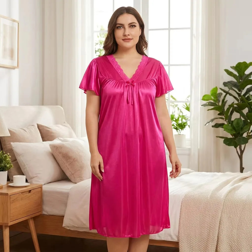 Plus Size Satin Midi Nightgown
