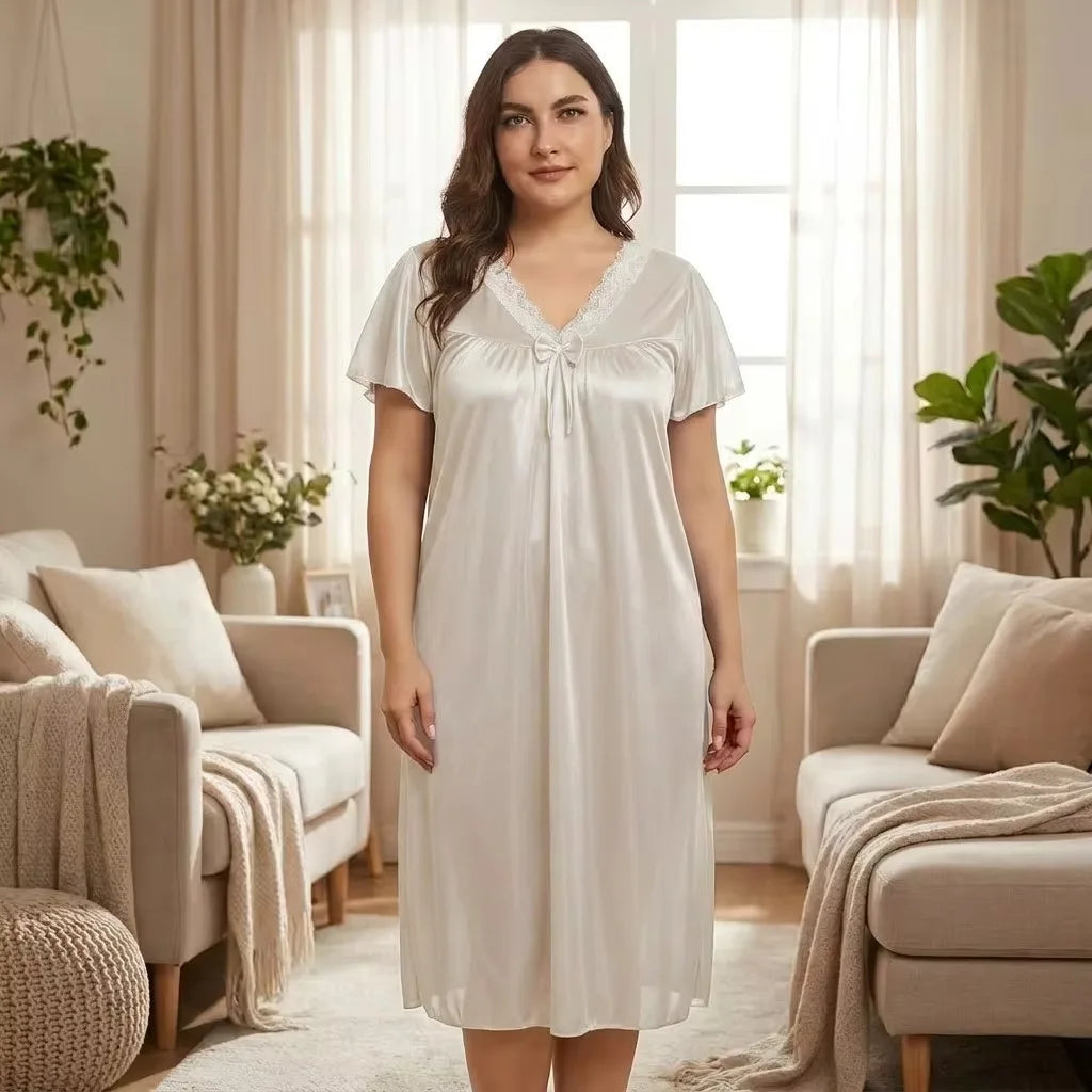 Plus Size Satin Midi Nightgown