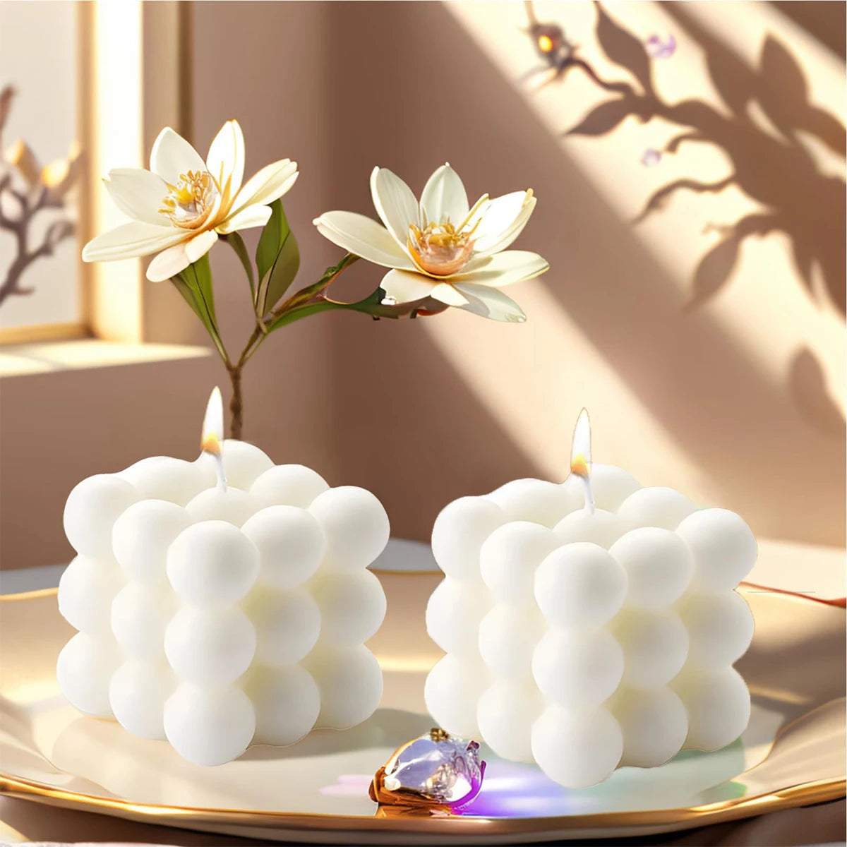 Vanilla Cube and Ball Soy Candle