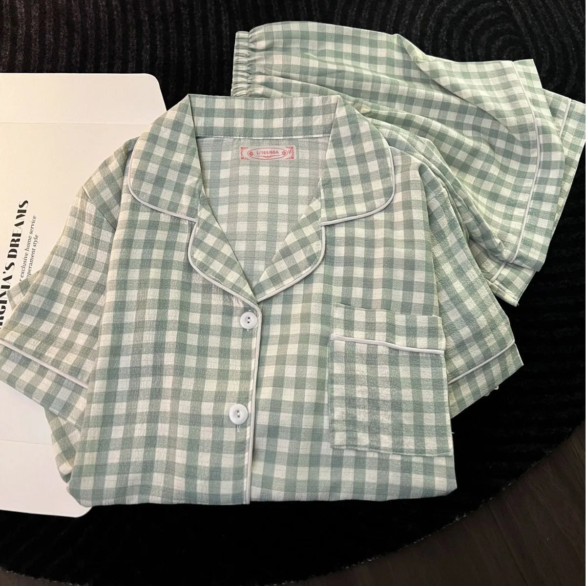 Bubble Cotton Plaid Pajama Set