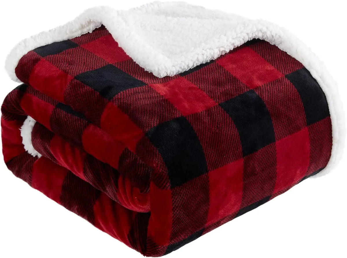 Buffalo Plaid Sherpa Christmas Throw Blanket