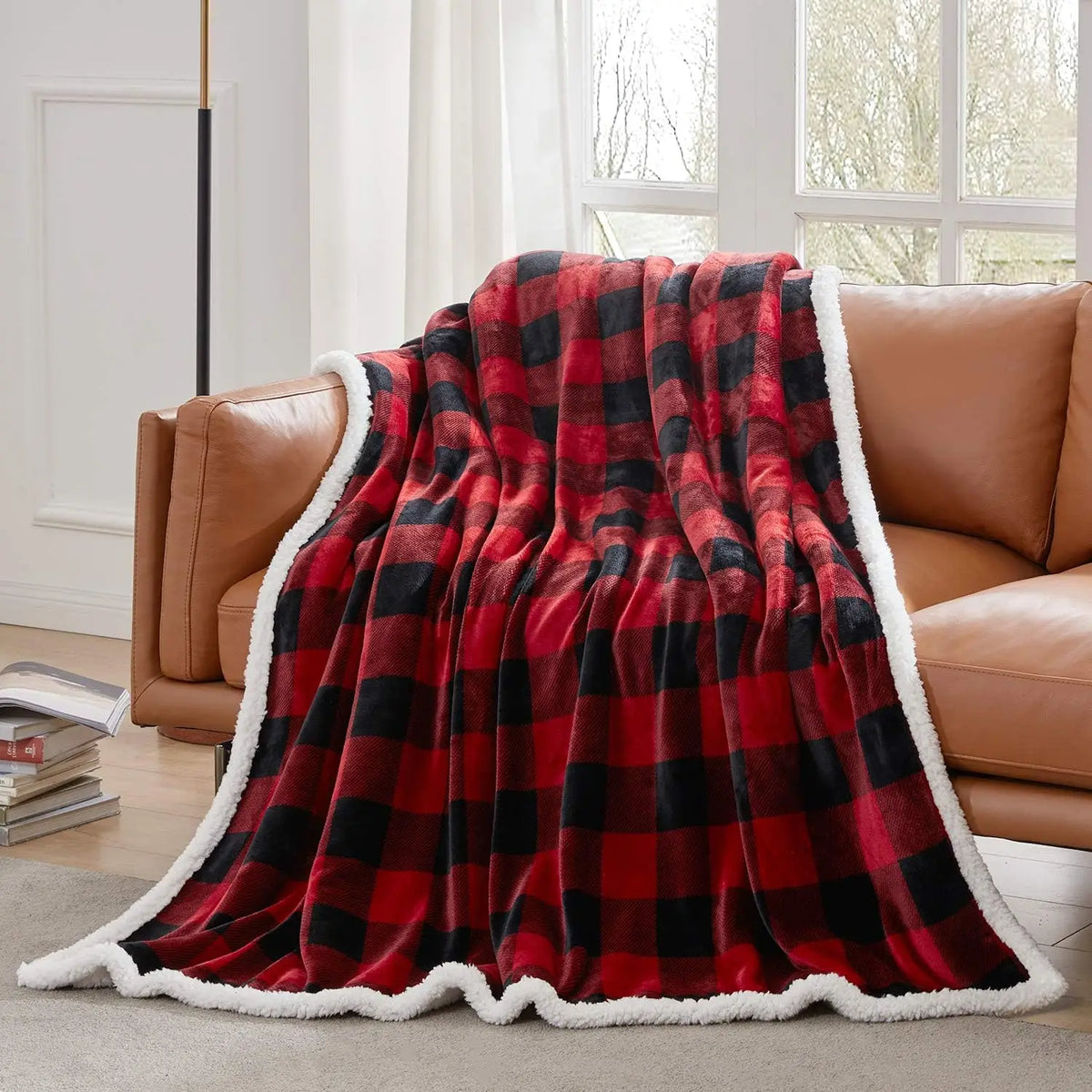 Buffalo Plaid Sherpa Christmas Throw Blanket