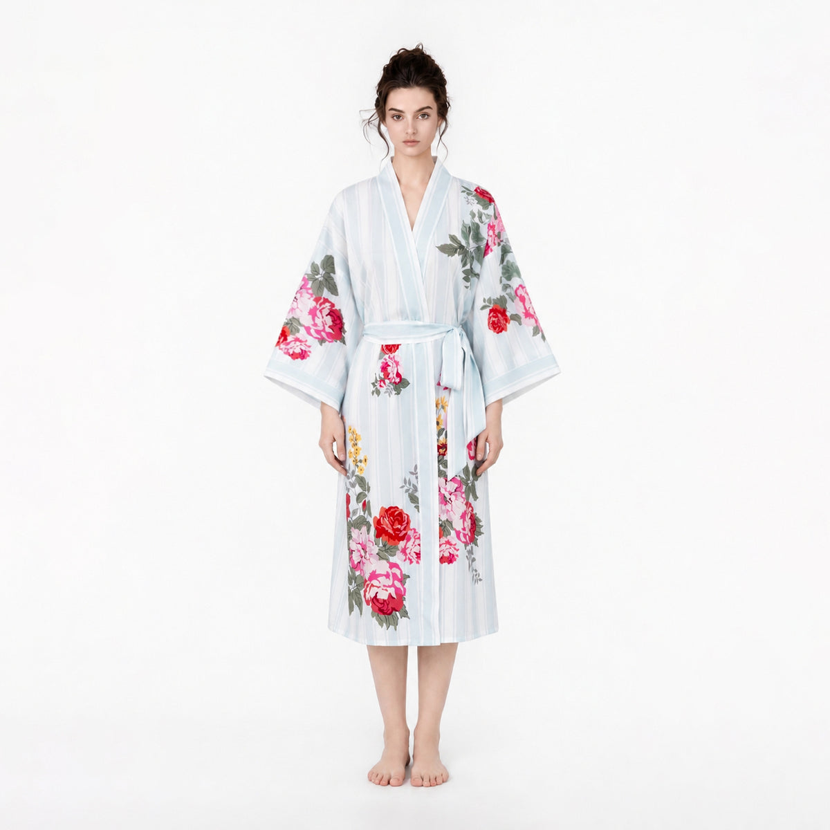 Printed lyocell kimono robe, back view