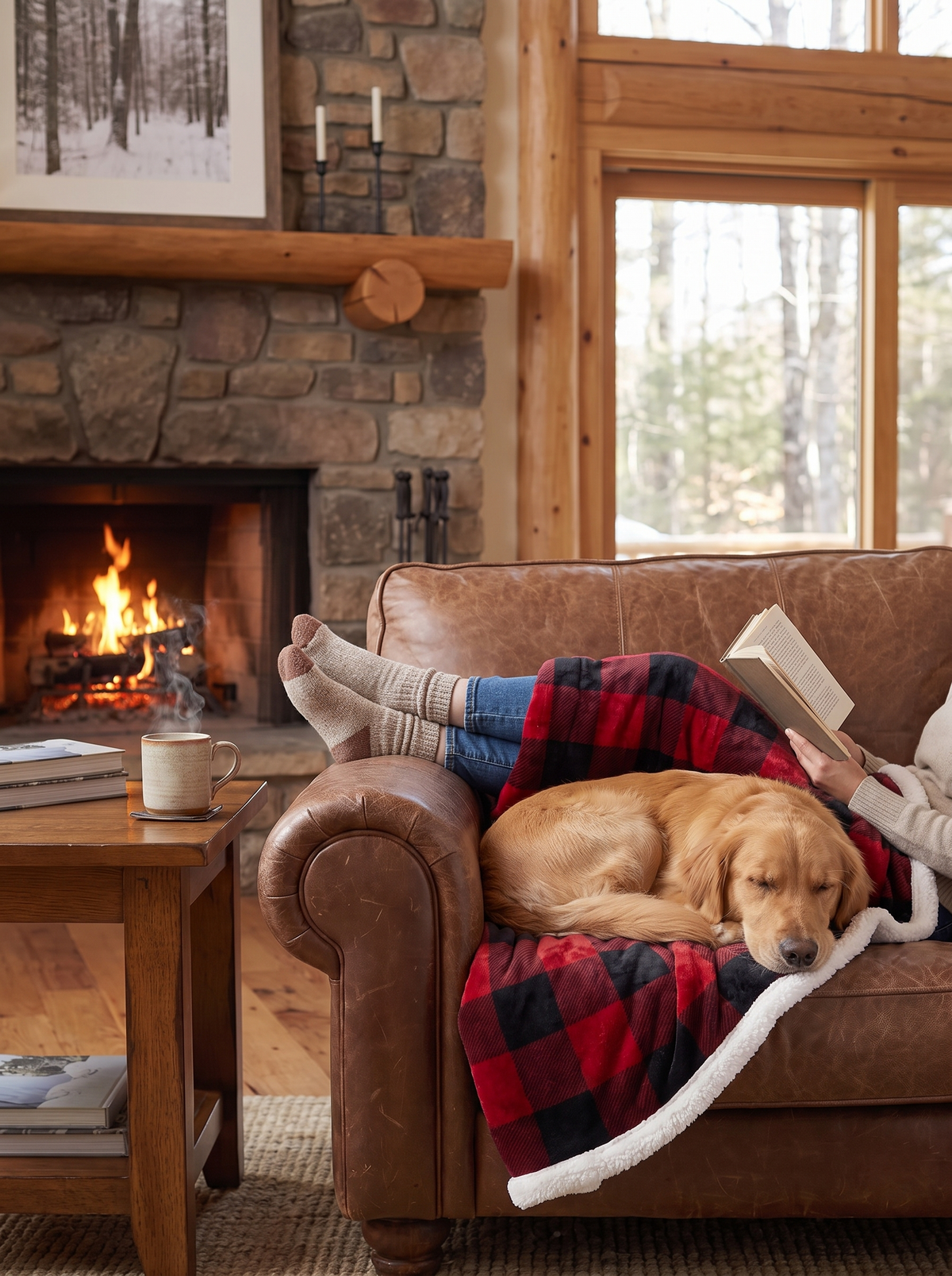 Buffalo plaid sherpa throw showing both faces