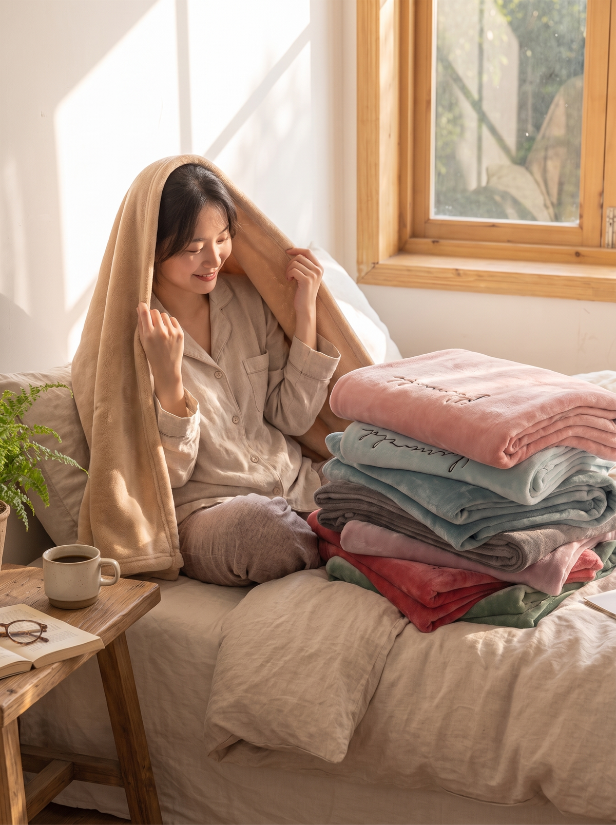 Ultra soft flannel fleece throw blanket draped lightly