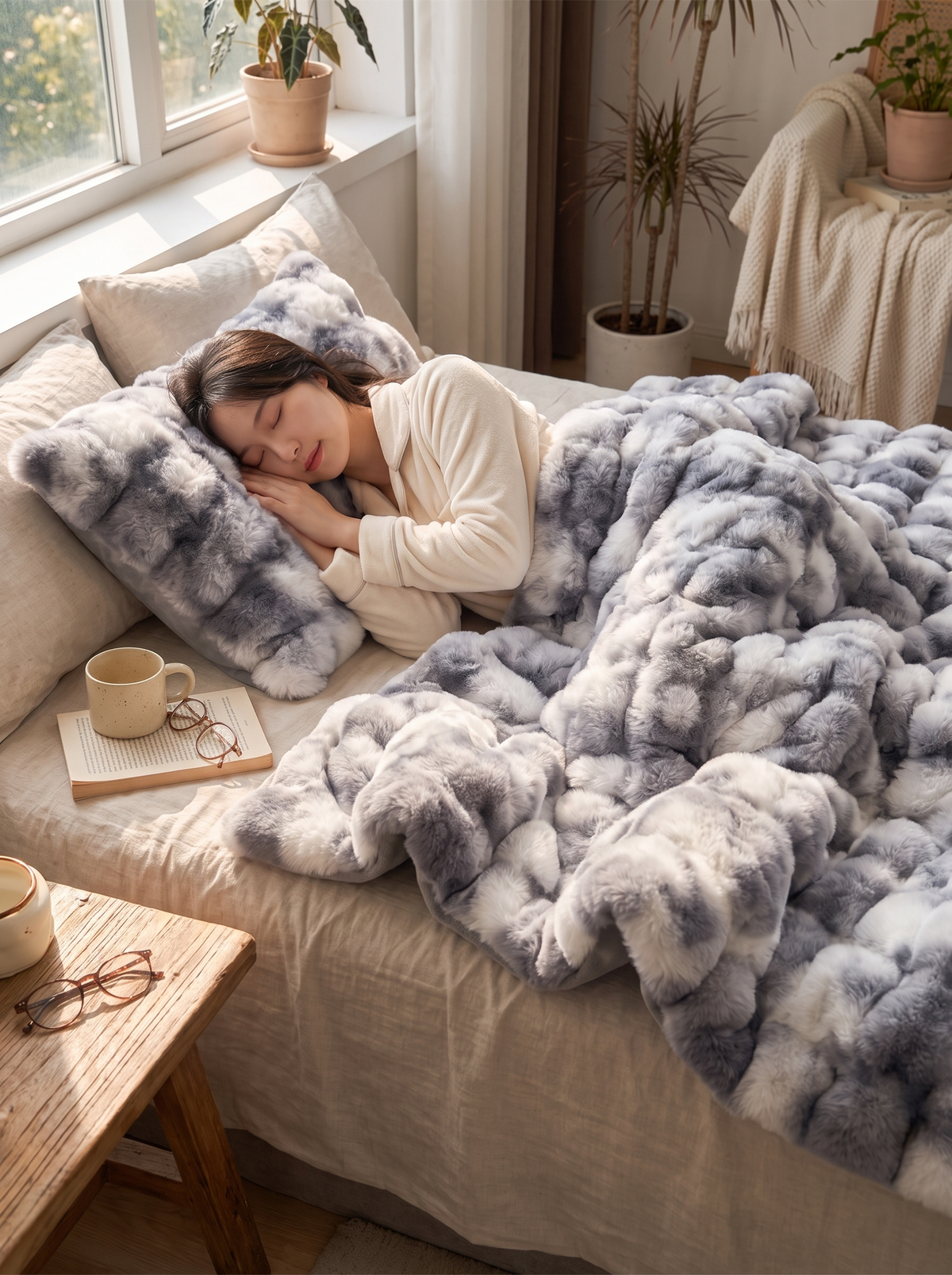 Faux fur throw used for an afternoon nap