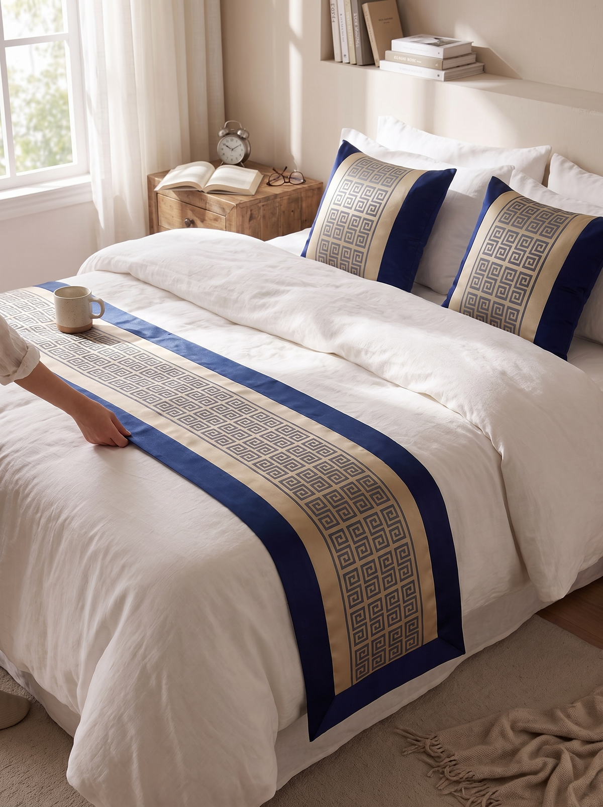 Bed runner and matching pillowcase styled together