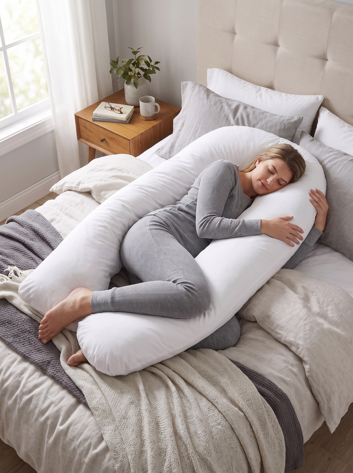 Extra long body pillow insert running head to knee