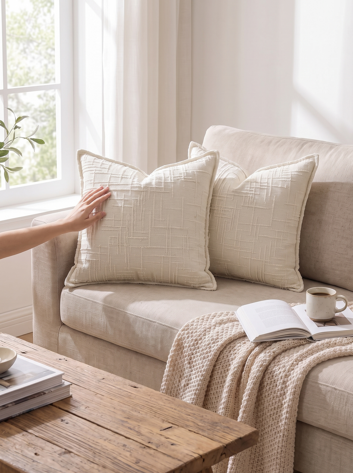 Plain cushion cover in a standard 45 by 45 size