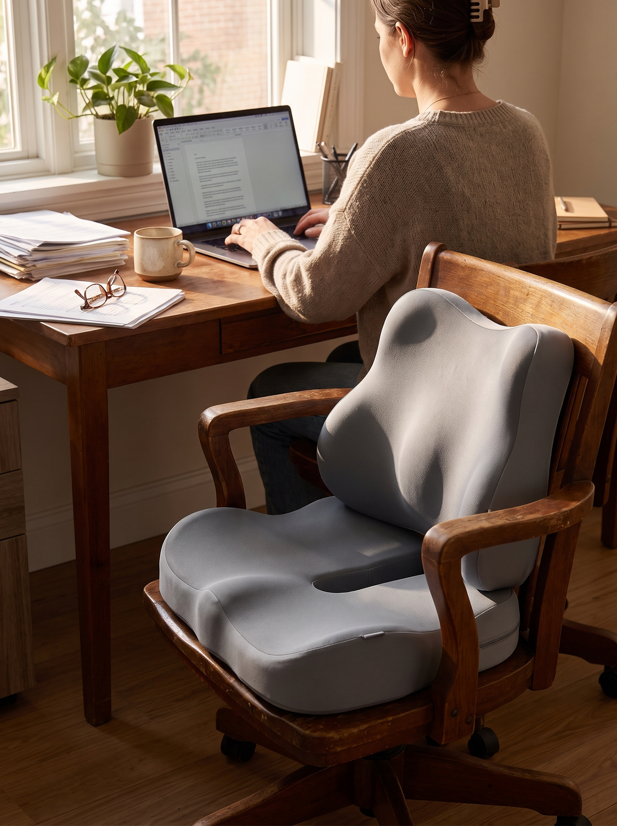 Lumbar cushion still supporting late in the workday