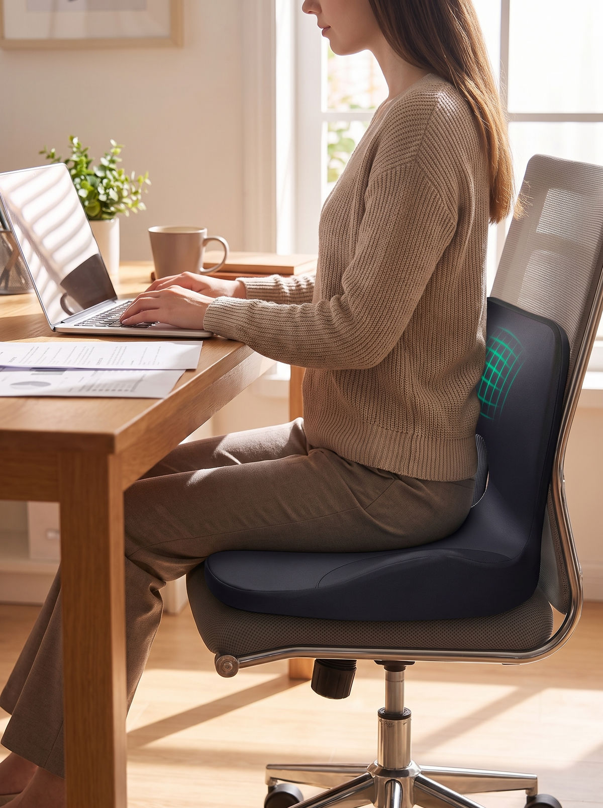Cushion set supporting a long day at a desk