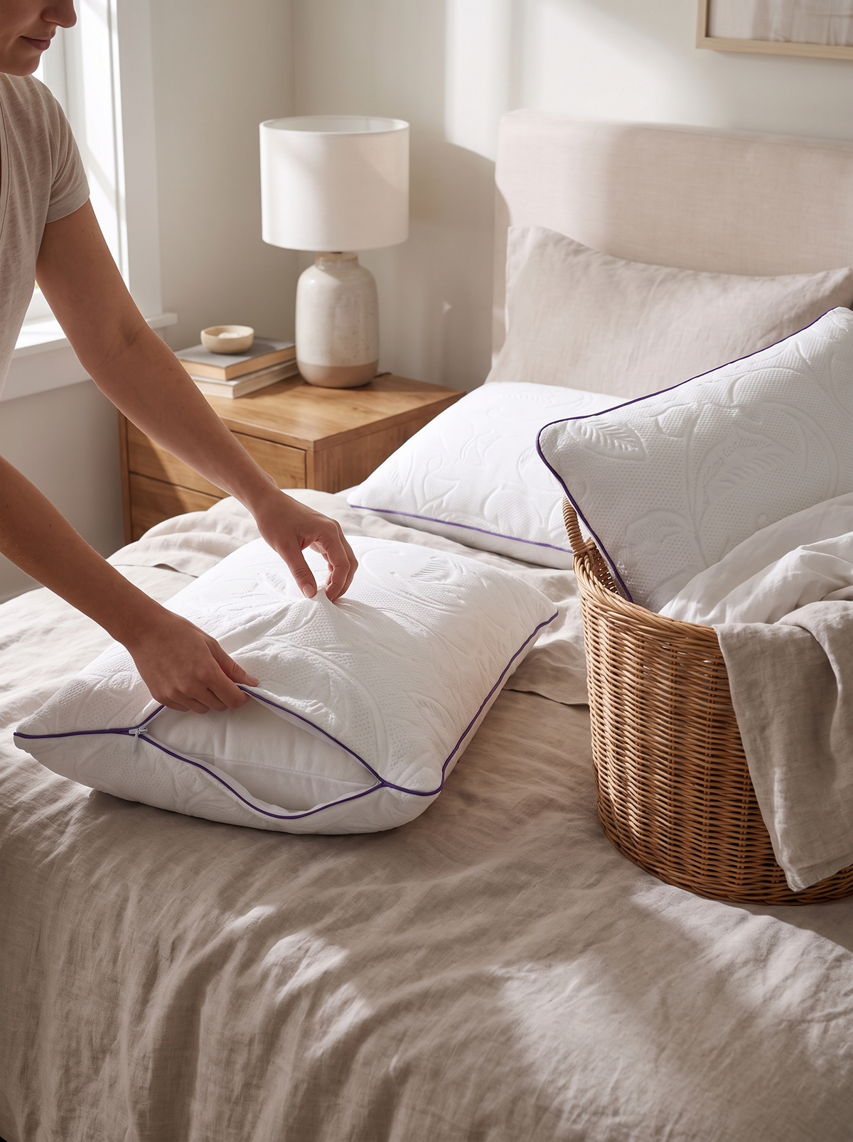 Memory foam pillow with a removable washable cover