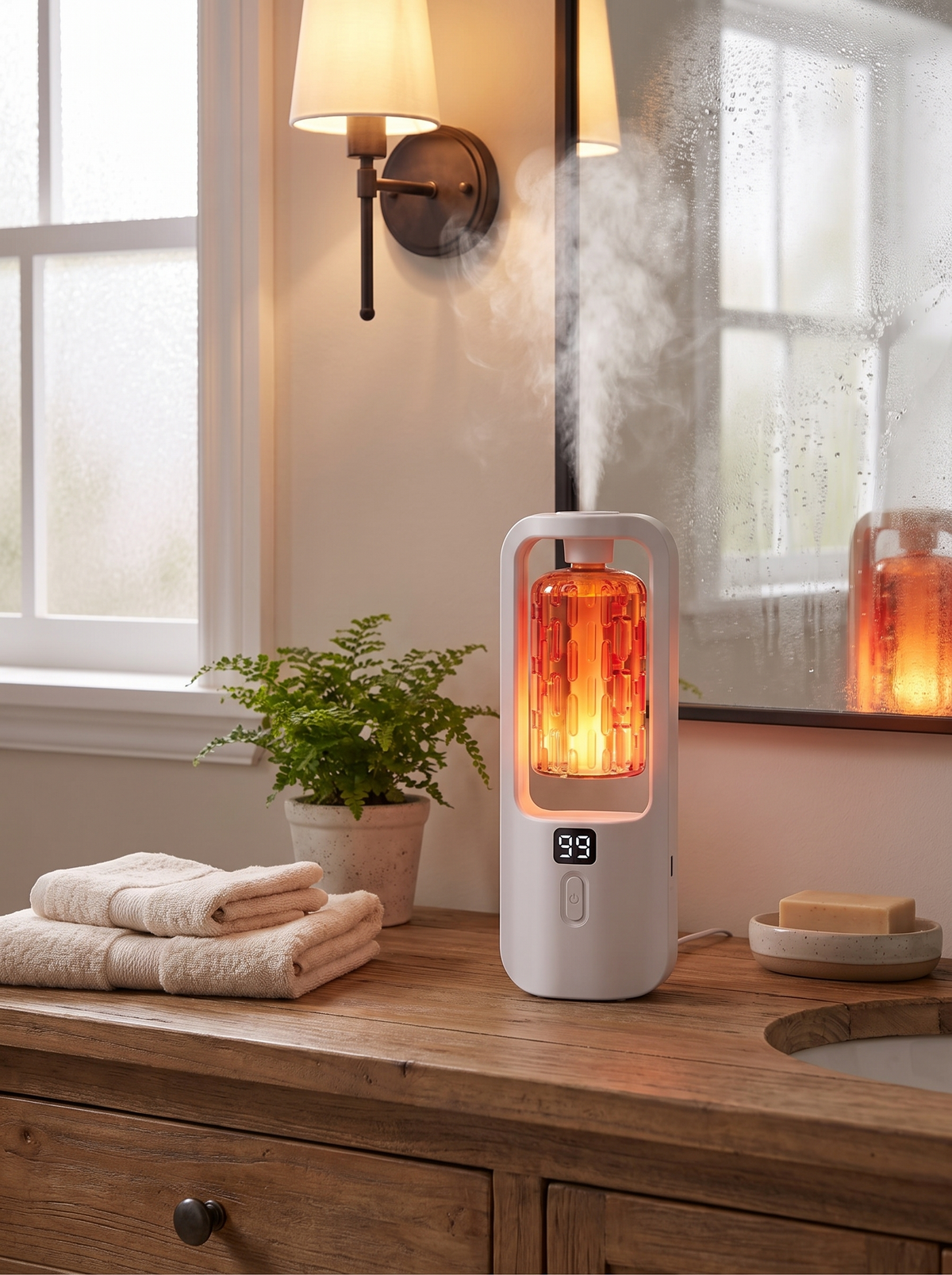 Rechargeable diffuser in a bathroom and wardrobe