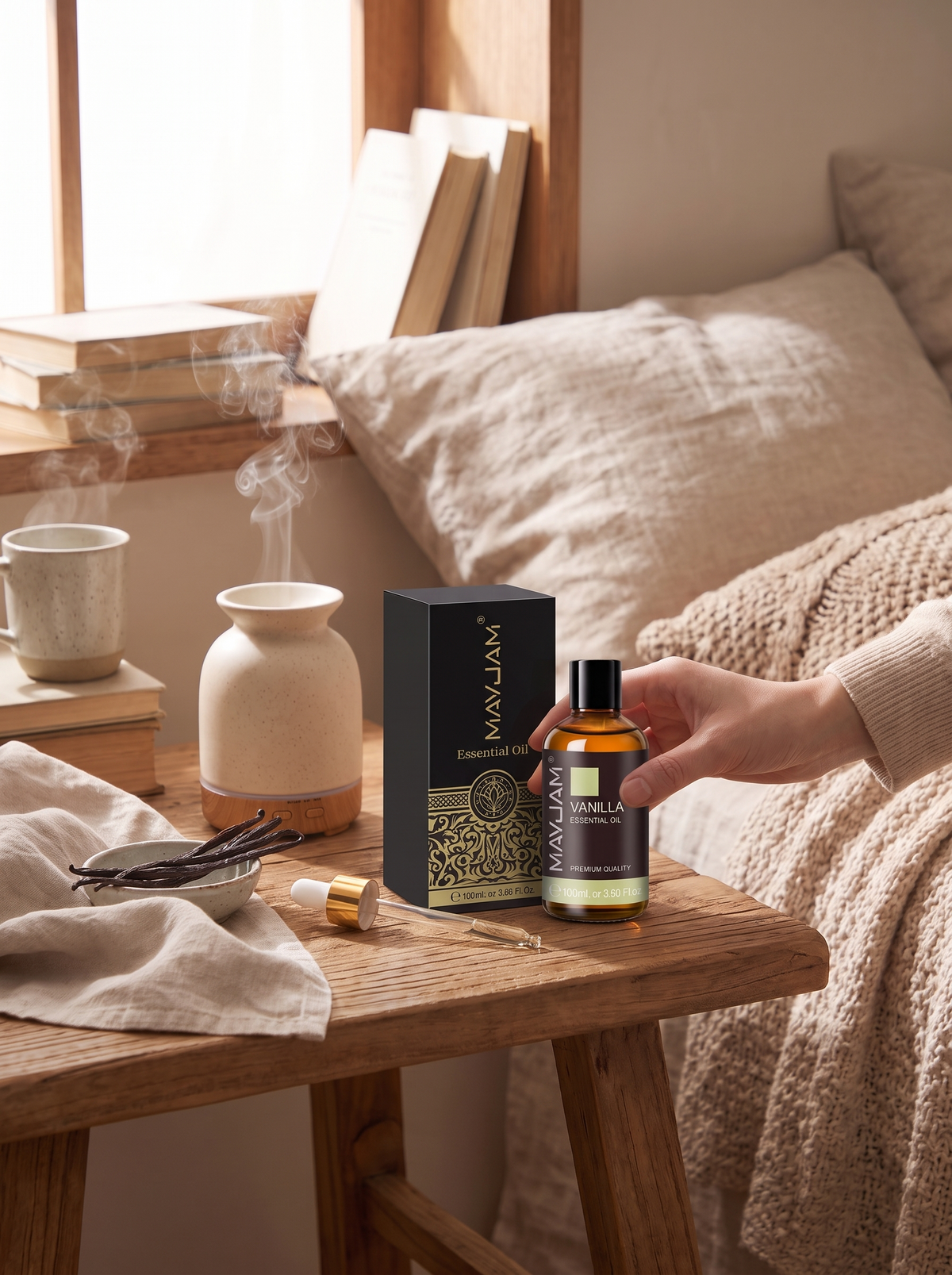 Essential oil bottles in a range of scents